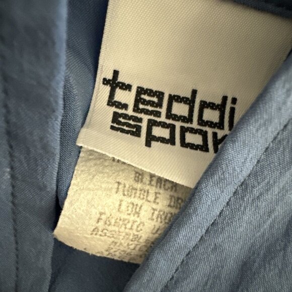 Teddi Sport Vtg Leisure Suit Ladies Track Lightweight Blue Shoulder pads LARGE - Picture 8 of 8